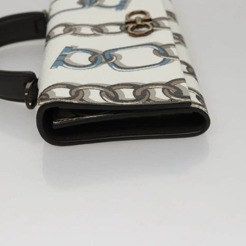 【日本直送】Salvatore Ferragamo Gancini 單肩皮夾 皮革 白色 正品 108583V-4