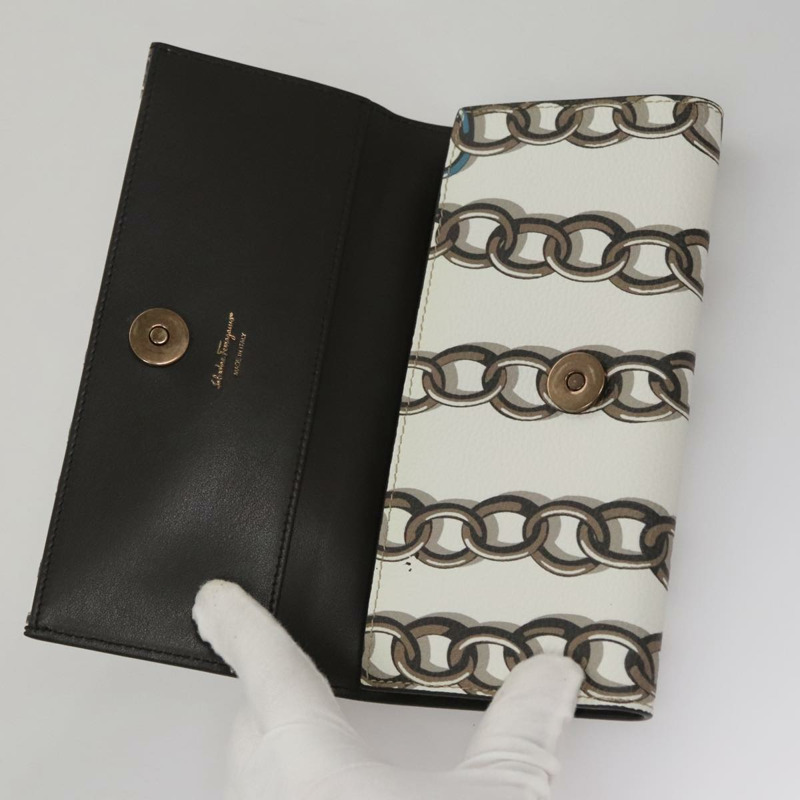 【日本直送】Salvatore Ferragamo Gancini 單肩皮夾 皮革 白色 正品 108583V-8