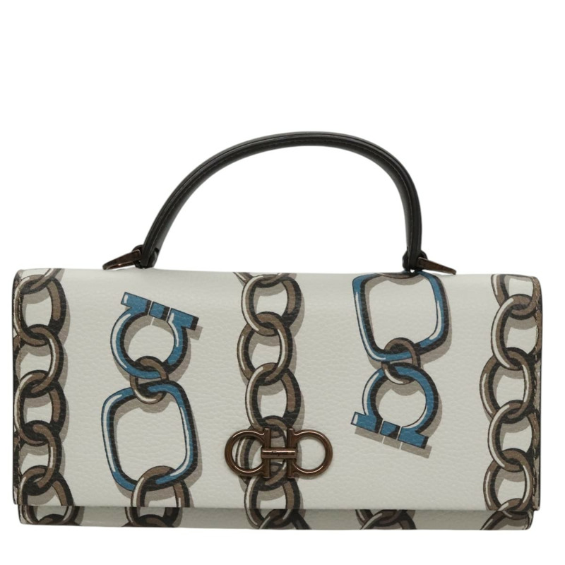 【日本直送】Salvatore Ferragamo Gancini 單肩皮夾 皮革 白色 正品 108583V-12