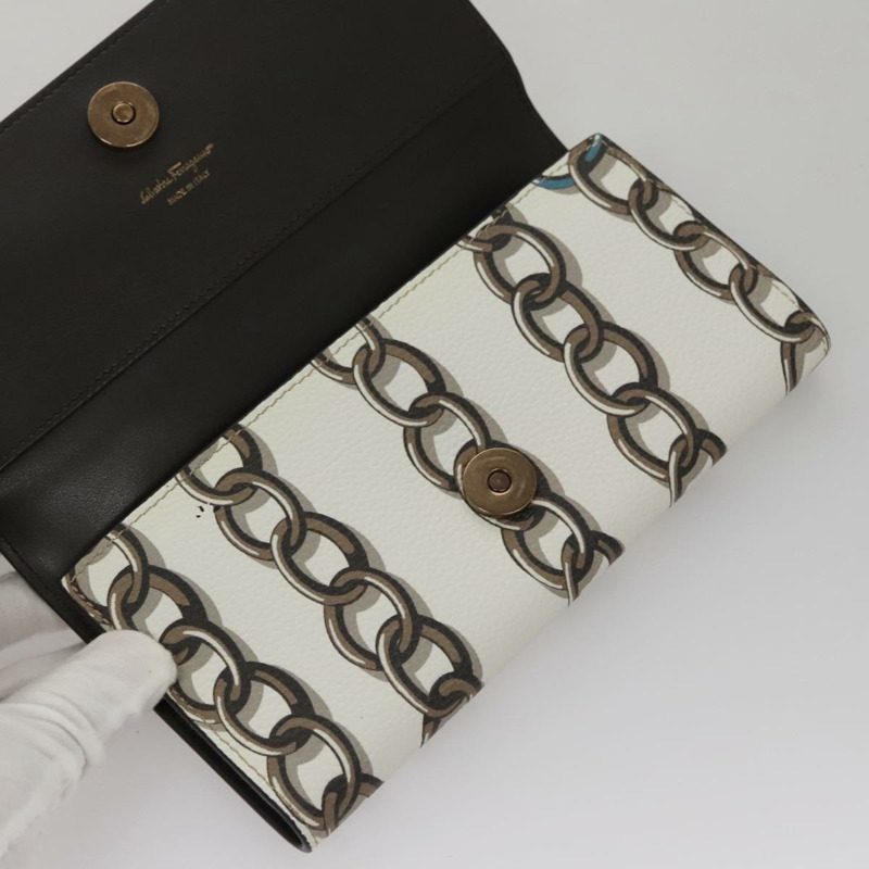 【日本直送】Salvatore Ferragamo Gancini 單肩皮夾 皮革 白色 正品 108583V-20