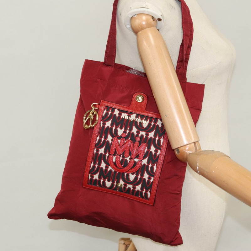 【日本直送】Miu Miu 折疊式托特包 尼龍 紅色 正品 111415V-22