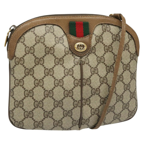 GUCCI GG Supreme Web Sherry Line 單肩包 PVC 米色 904 02 047 正品 104493V