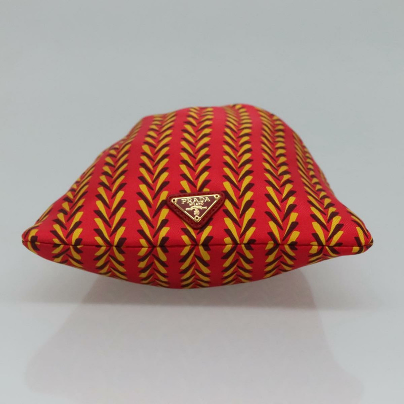 【日本直送】PRADA 絲綢紅黃手拿包 Auth 110192V-4