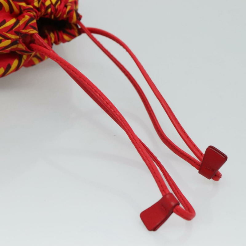 【日本直送】PRADA 絲綢紅黃手拿包 Auth 110192V-6