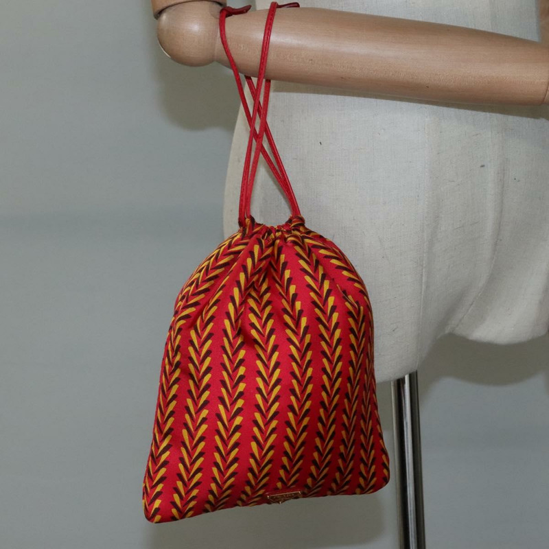 【日本直送】PRADA 絲綢紅黃手拿包 Auth 110192V-20