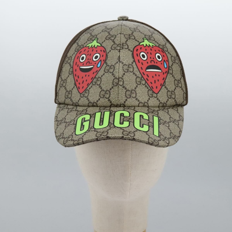 【日本直送】GUCCI GG Supreme 草莓棒球帽 PVC XL 米色 700665 正品 am7681V-12