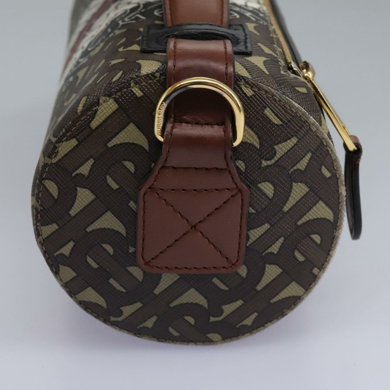 【日本直送】BURBERRY Monogram 條紋單肩包 PVC 皮革 棕色 正品 113137V-3