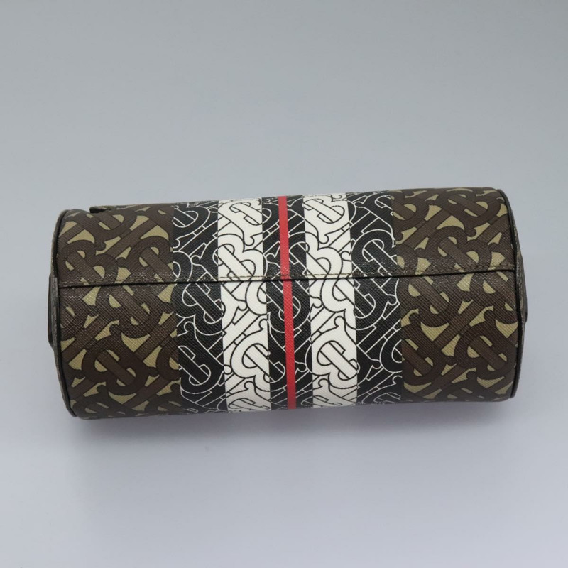 【日本直送】BURBERRY Monogram 條紋單肩包 PVC 皮革 棕色 正品 113137V-4