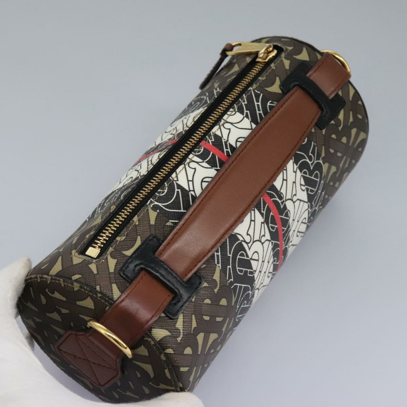 【日本直送】BURBERRY Monogram 條紋單肩包 PVC 皮革 棕色 正品 113137V-5