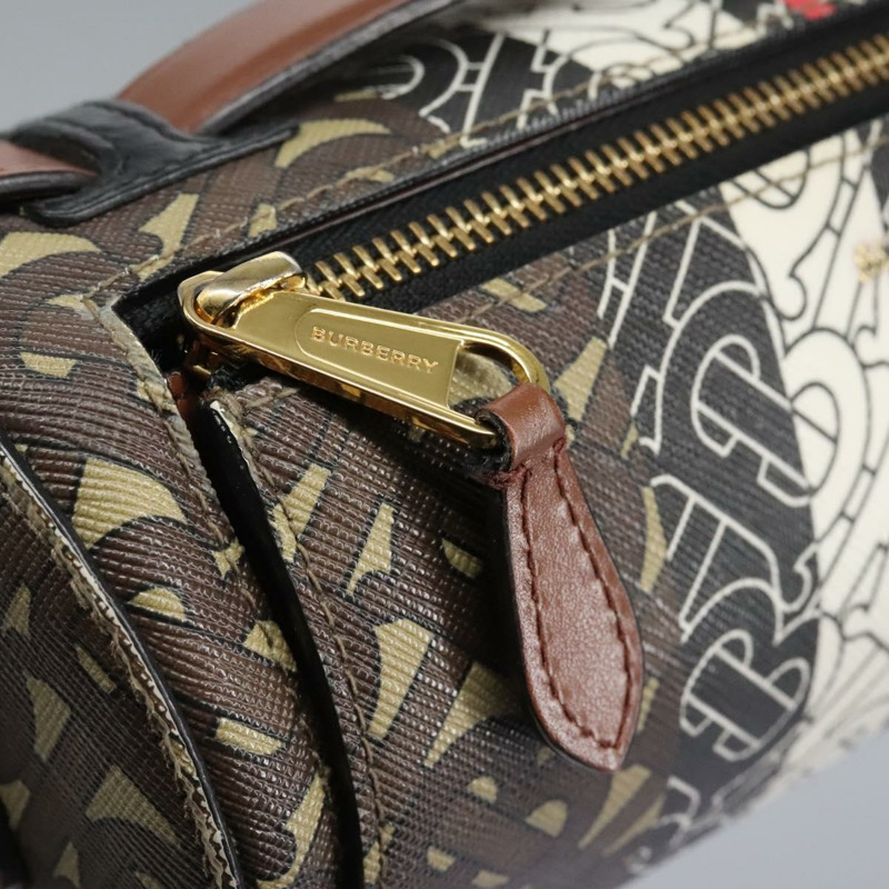 【日本直送】BURBERRY Monogram 條紋單肩包 PVC 皮革 棕色 正品 113137V-8