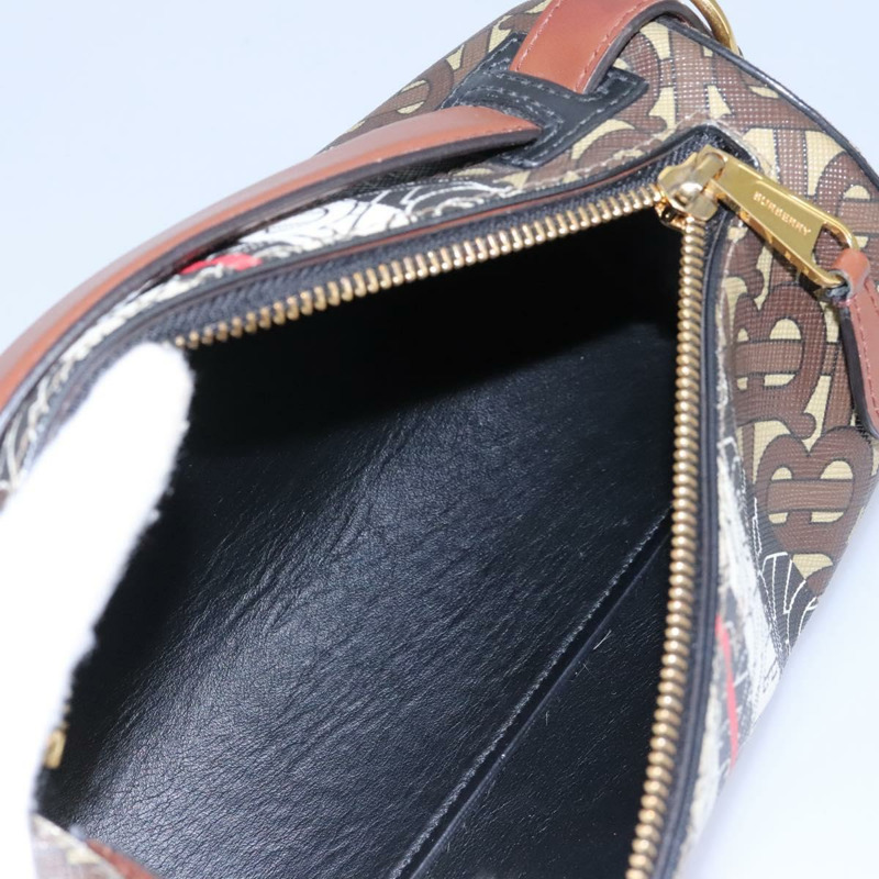 【日本直送】BURBERRY Monogram 條紋單肩包 PVC 皮革 棕色 正品 113137V-10