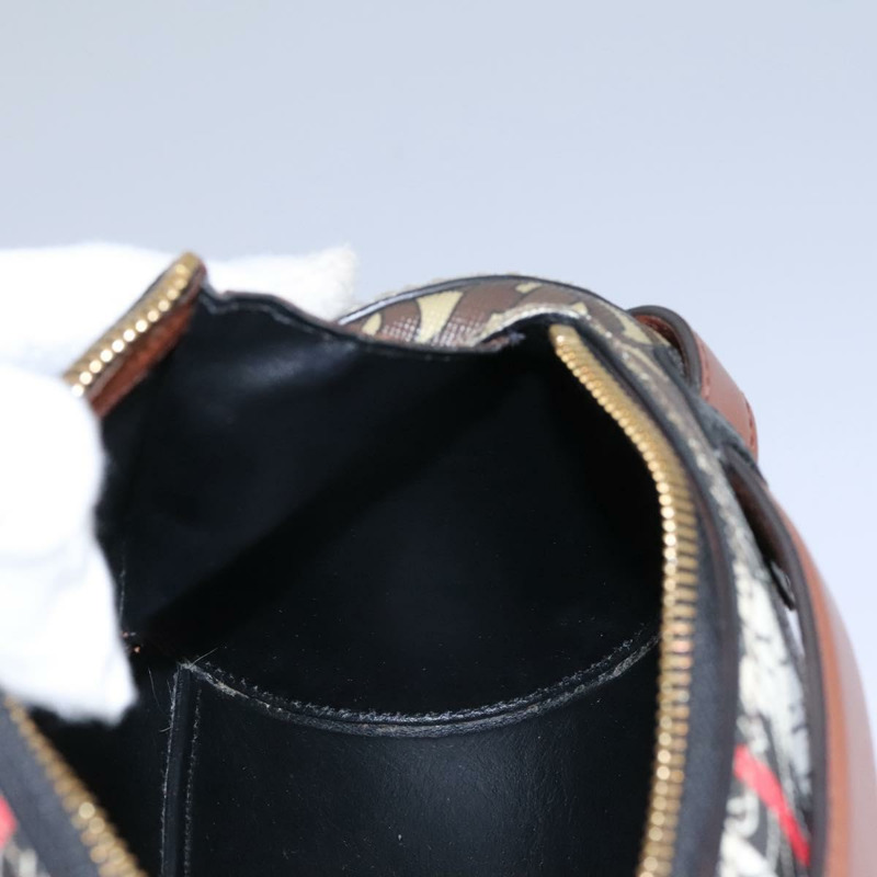 【日本直送】BURBERRY Monogram 條紋單肩包 PVC 皮革 棕色 正品 113137V-18