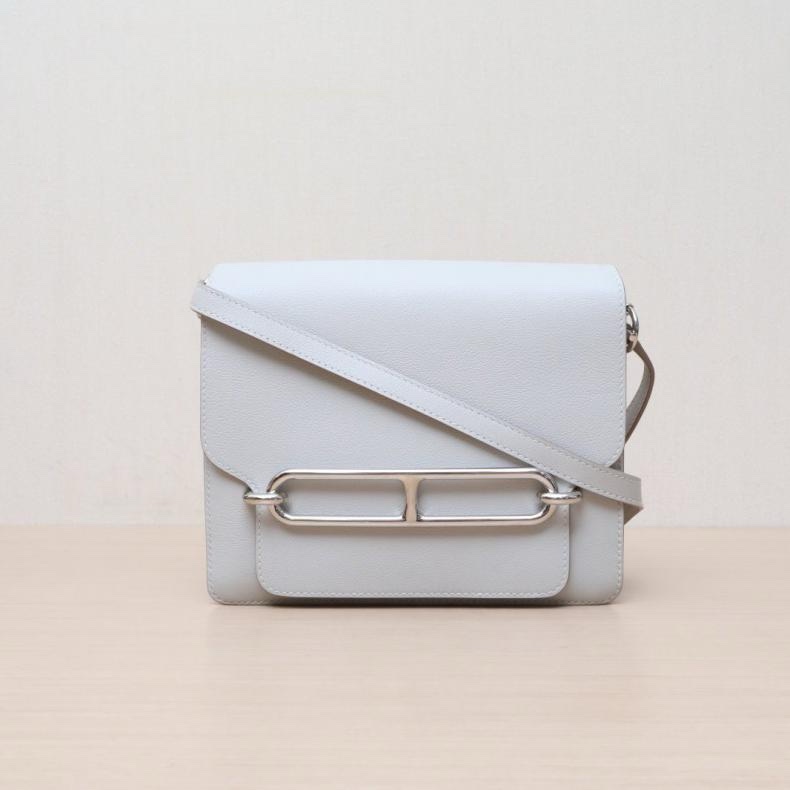 HERMES(愛馬仕) Roulis 豬鼻子 23 80珍珠灰 EC皮 Z刻 銀扣-0