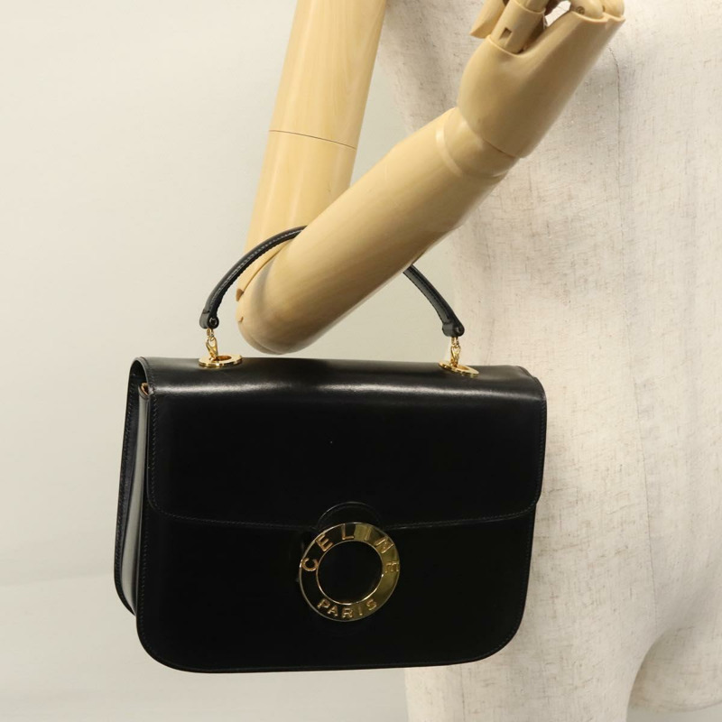 【日本直送】CELINE 手提包 皮革 黑金 正品 BD058V-25