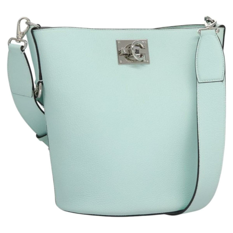 【日本直送】Salvatore Ferragamo Gancini 單肩包皮革銀色薄荷綠正品 BD070AV-0