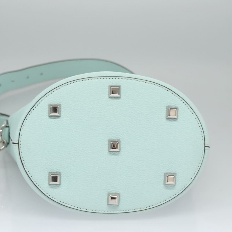 【日本直送】Salvatore Ferragamo Gancini 單肩包皮革銀色薄荷綠正品 BD070AV-4