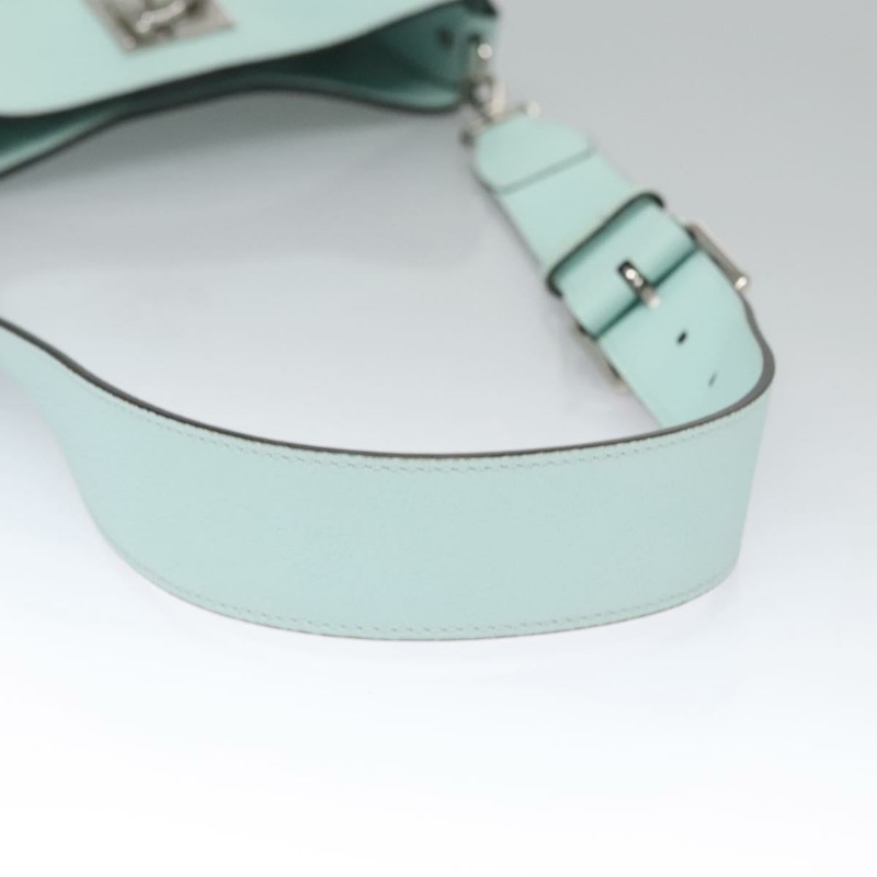 【日本直送】Salvatore Ferragamo Gancini 單肩包皮革銀色薄荷綠正品 BD070AV-6