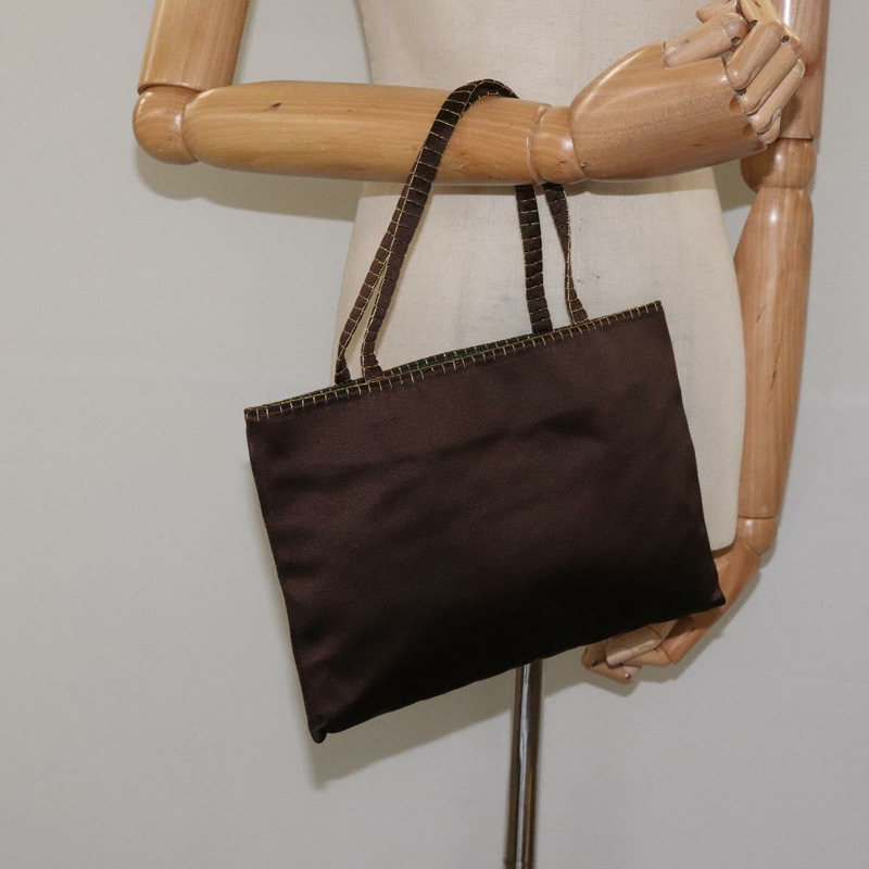 【日本直送】PRADA 手提包 緞面 深棕色 金色 正品 fm4379V-19