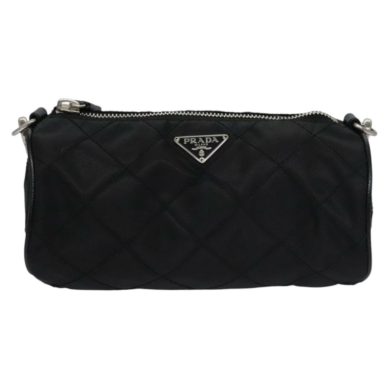 【日本直送】PRADA 鏈條手提包 尼龍 黑色 銀色 正品 mr1081V-12