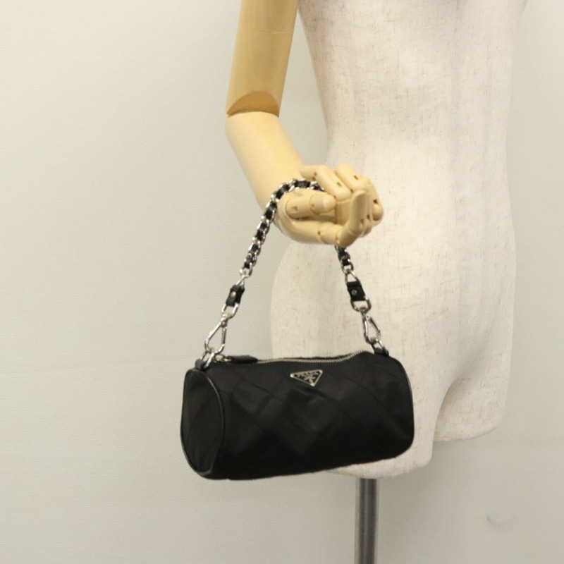 【日本直送】PRADA 鏈條手提包 尼龍 黑色 銀色 正品 mr1081V-21
