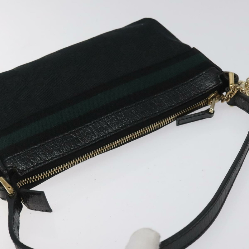 【日本直送】GUCCI GG 帆布雪莉線配件袋黑色卡其色 145970 正品 KD125V-5