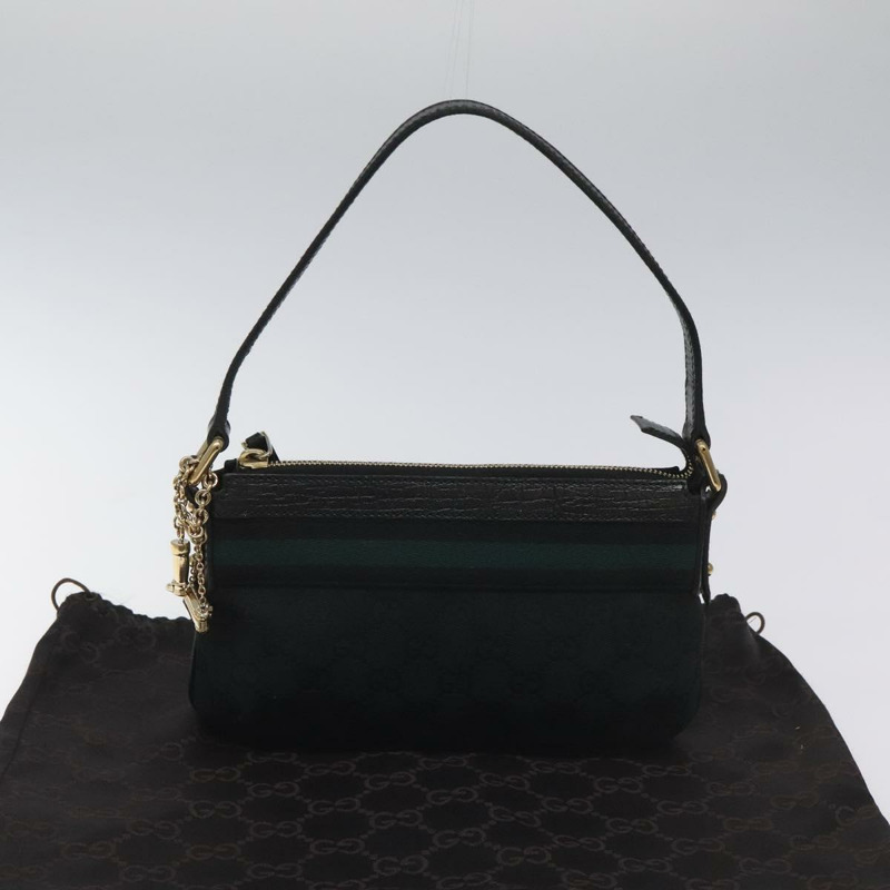 【日本直送】GUCCI GG 帆布雪莉線配件袋黑色卡其色 145970 正品 KD125V-11