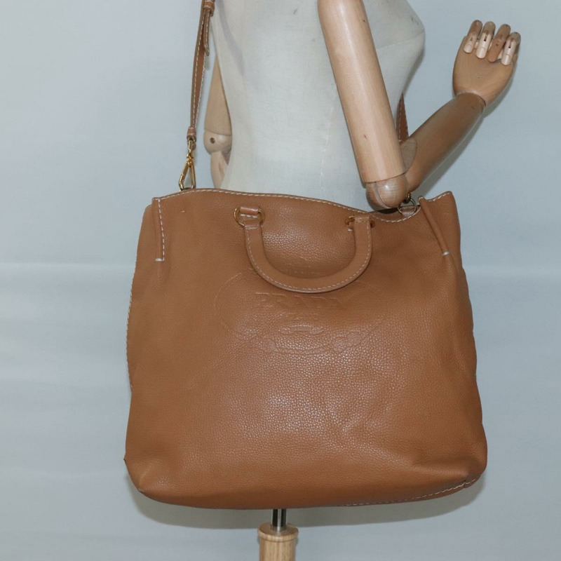 【日本直送】PRADA 手提包 皮革 2 款可選 米色 金色 正品 sw742-22