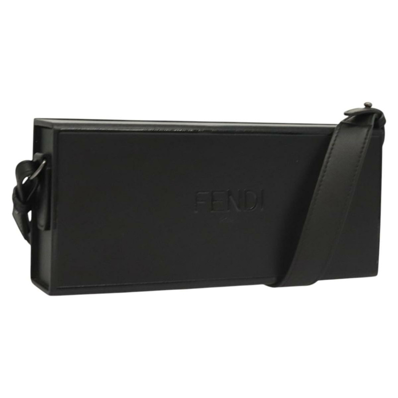 【日本直送】FENDI 盒式單肩包 皮革 黑色 銀色 正品 121070-0
