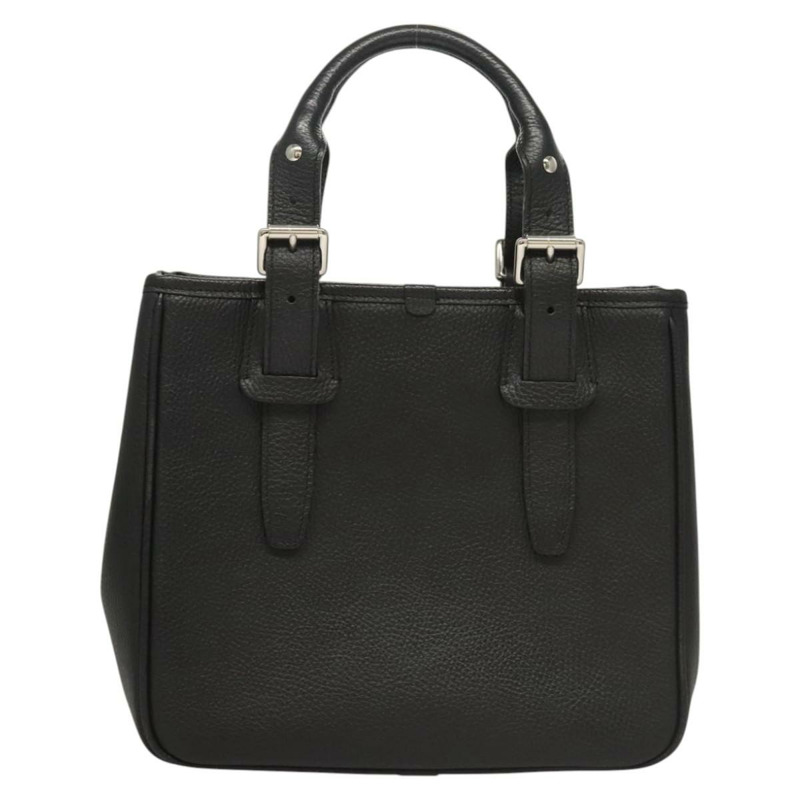 【日本直送】BURBERRY 手提包 皮革 黑色 銀色 正品 BA1908-1
