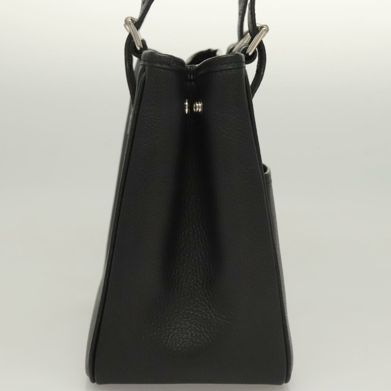 【日本直送】BURBERRY 手提包 皮革 黑色 銀色 正品 BA1908-3