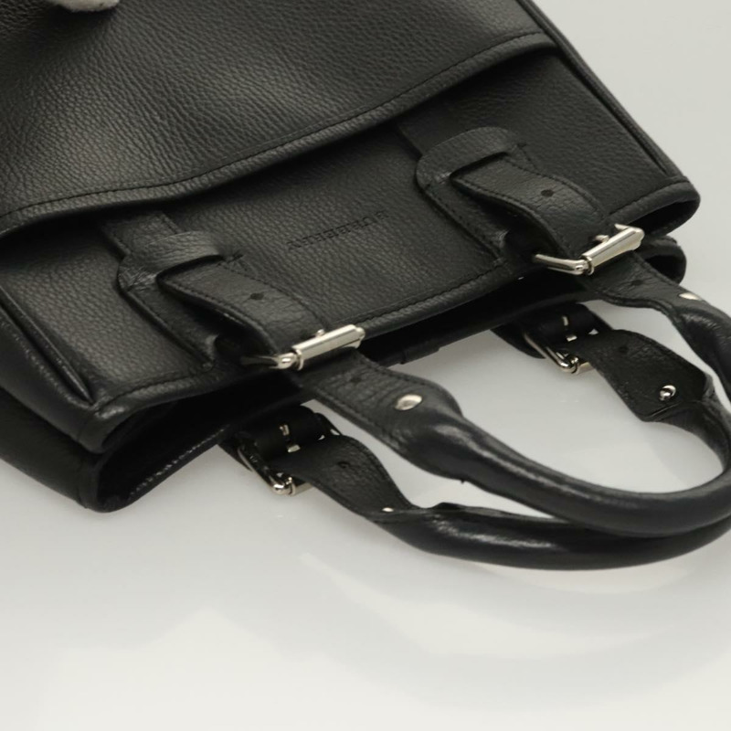 【日本直送】BURBERRY 手提包 皮革 黑色 銀色 正品 BA1908-5