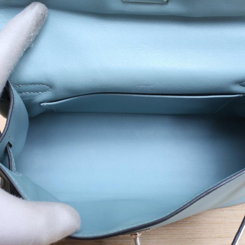 HERMES(愛馬仕) MINI KELLY 一代 22CM 7G天青色 Swift皮 框M 銀扣-4