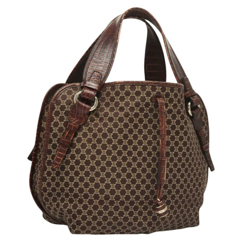 CELINE Macadam 帆布手提包 棕金色 正品 sw683