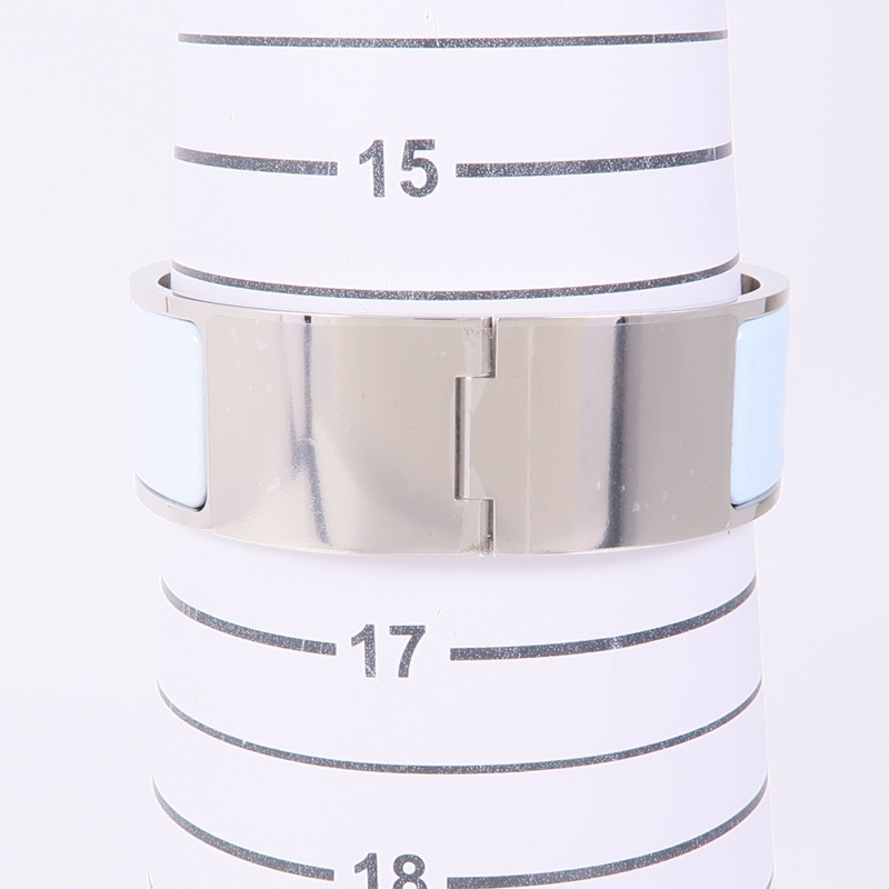 HERMES 琺瑯/金屬Clic Clac H手鐲Rainbow Bleu-10