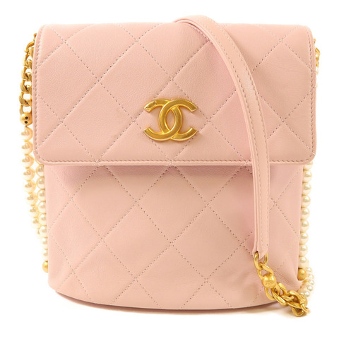 CHANEL 羊皮皮革Chain Shoulder金扣鏈帶肩背袋