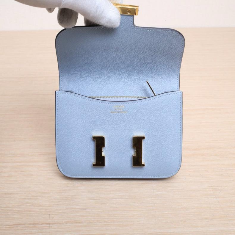 HERMES(愛馬仕) Constance 康康 Slim J7亞麻藍 EC皮 U刻 金扣-5