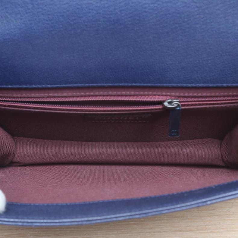 CHANEL(香奈兒)  藍色  23開 銀扣 2way 復古銘牌 手柄 郵差包-4