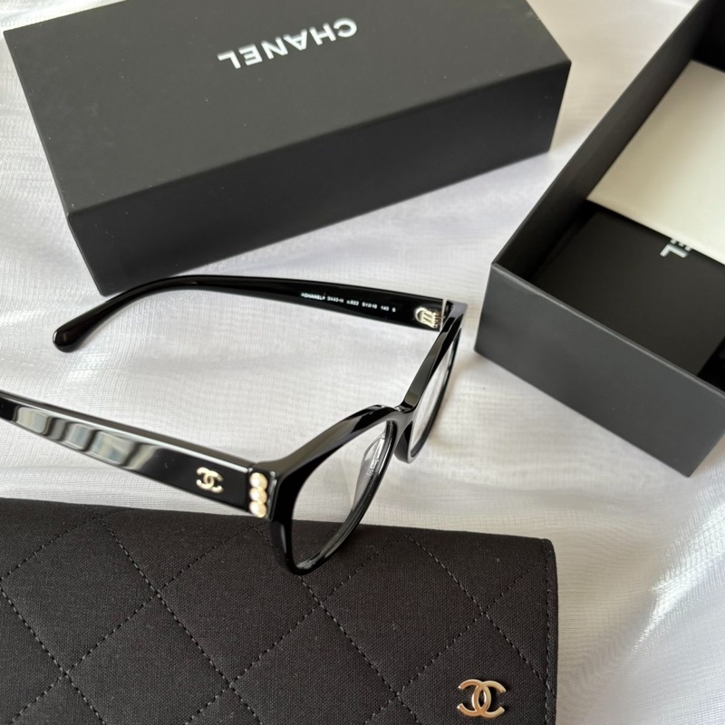 全新!Chanel 香奈兒 貓眼 珍珠鏡框 眼鏡 CH3440-5