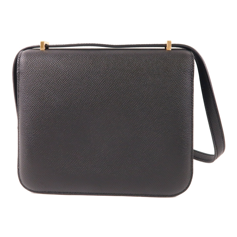HERMES Epsom皮革Constance Mini金扣肩背袋89 Noir-1