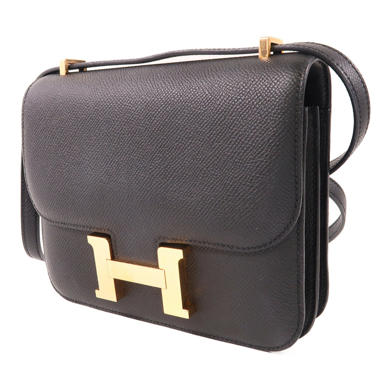 HERMES Epsom皮革Constance Mini金扣肩背袋89 Noir-2