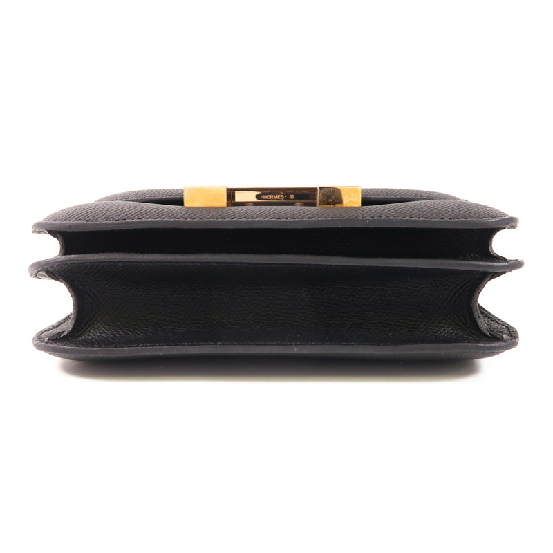 HERMES Epsom皮革Constance Mini金扣肩背袋89 Noir-3