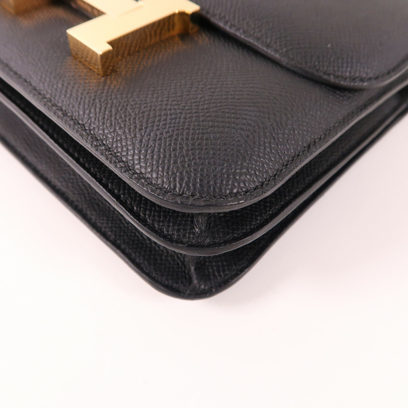 HERMES Epsom皮革Constance Mini金扣肩背袋89 Noir-11