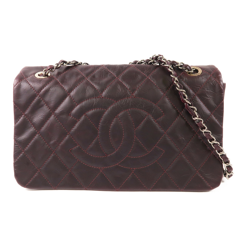 CHANEL 牛皮皮革Shoulder Bag銀扣鏈帶肩背袋-0