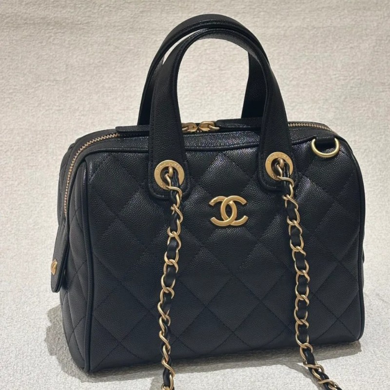 香奈兒 25A荔枝紋小型保齡球包  容量很讚!-0