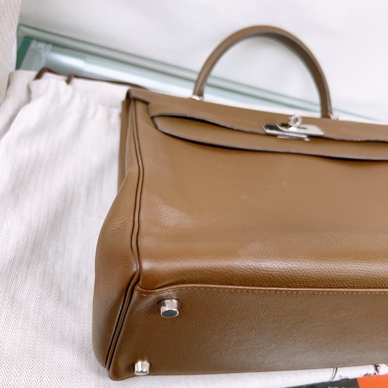 Hermes kelly 35 棕啡色銀扣-5