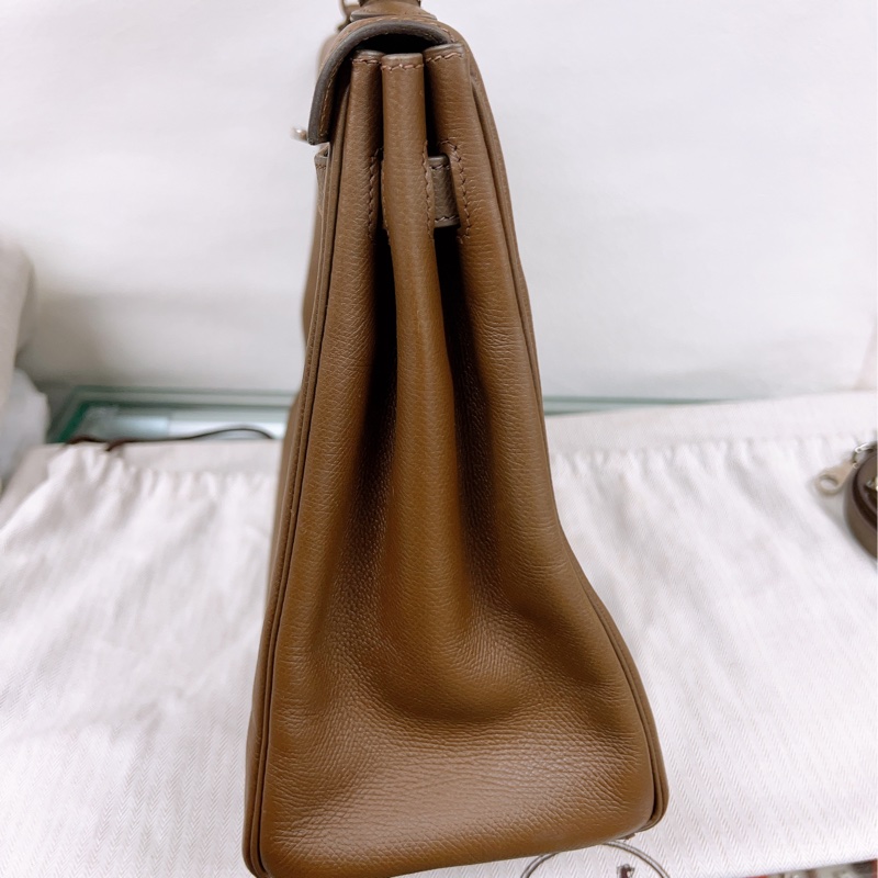 Hermes kelly 35 棕啡色銀扣-7