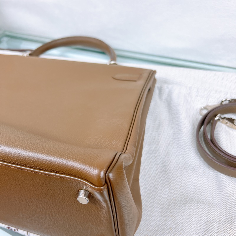 Hermes kelly 35 棕啡色銀扣-10