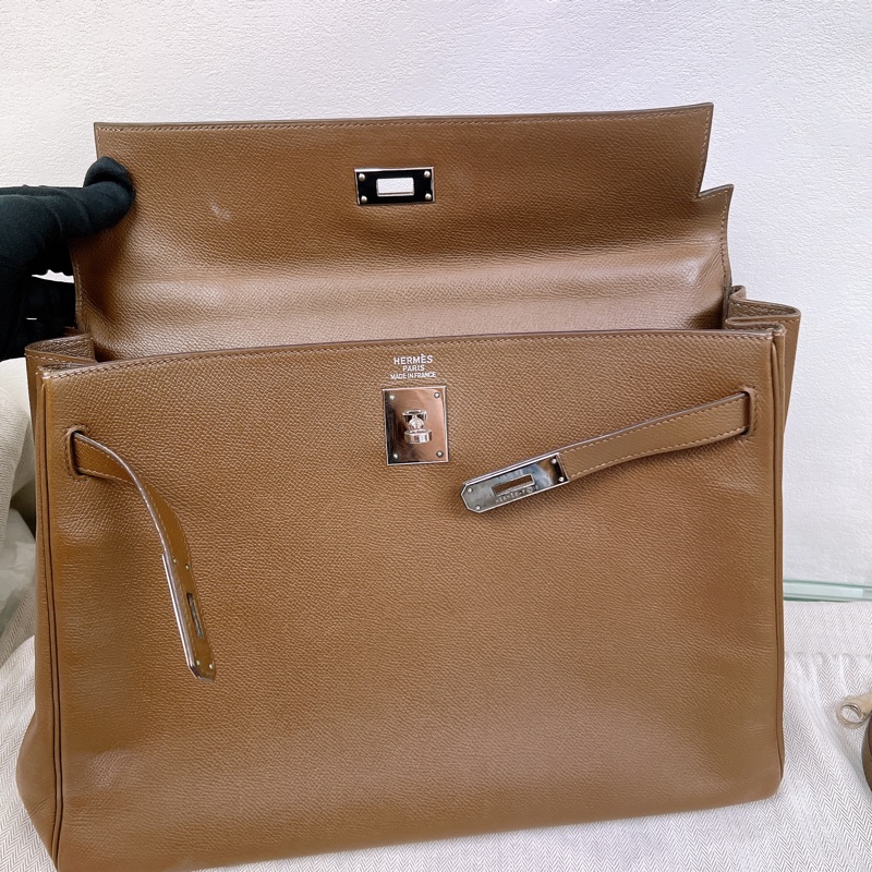 Hermes kelly 35 棕啡色銀扣-15