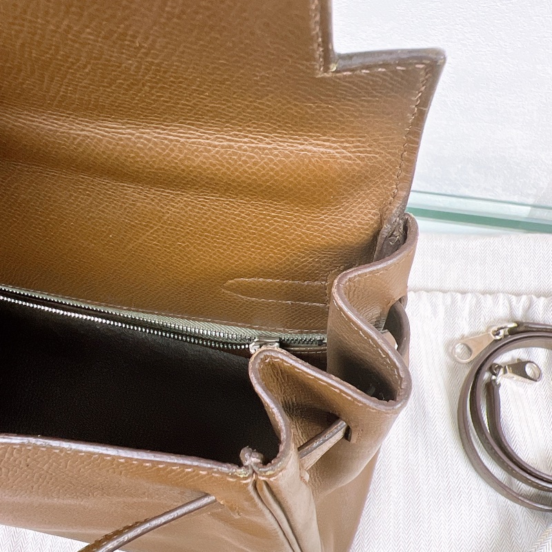Hermes kelly 35 棕啡色銀扣-18