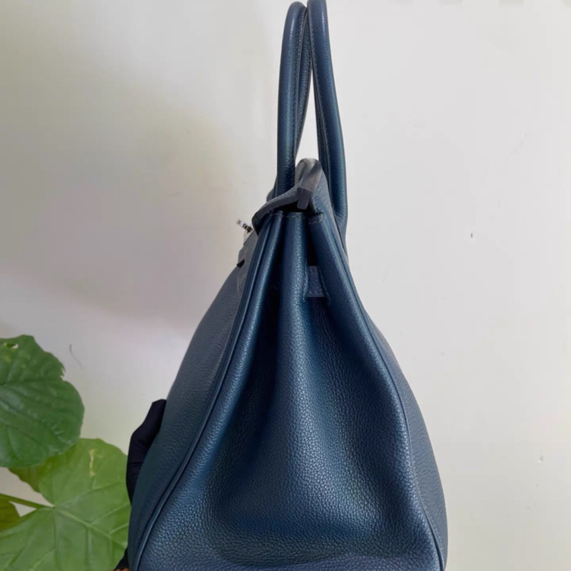 Hermes 愛馬仕 Birkin35 深邃藍 銀扣 togo皮 框N刻-2